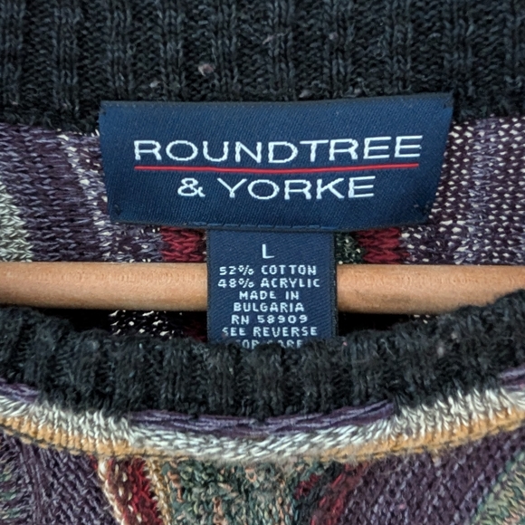 Vintage 90's Coogi Style Abstract Textured Chunky Crewneck Sweater In Black - Picture 8 of 8